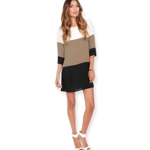 Lulus Citrus Grove Taupe Color Block Shift Dress